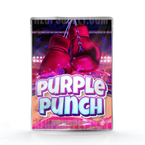 Purple Punch Mylar bag – pre-designed cannabis packaging by Re-Up Supply Co.