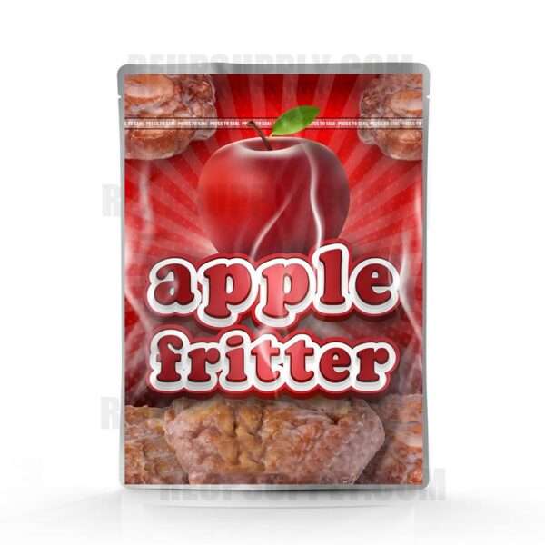 Apple Fritter Mylar bag – pre-designed cannabis packaging by Re-Up Supply Co. Apple Fritter Mylar bag – pre-designed cannabis packaging by Re-Up Supply Co.