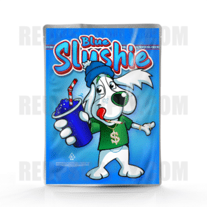 Blue Slushie Mylar bag – pre-designed cannabis packaging by Re-Up Supply Co.