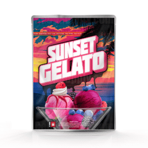 Sunset Gelato Mylar bag – pre-designed cannabis packaging by Re-Up Supply Co.